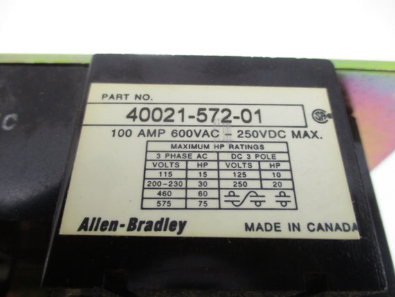 ALLEN BRADLEY 1494F-N100 SER. A 600VAC 100A NSNP
