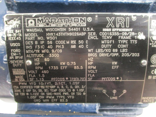 MARATHON ELECTRIC HVK143THTN9026ABP W501 460V 1.5A NSNP