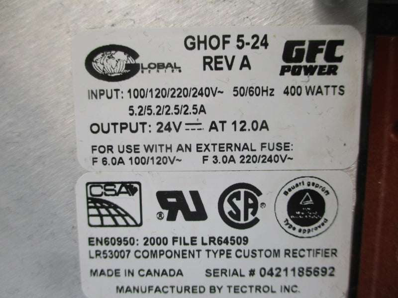 GFC POWER GHOF5-24 240V 2.5A REV. A UNMP