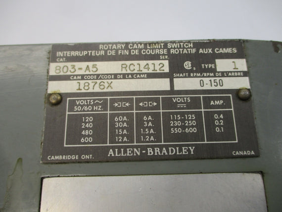 ALLEN BRADLEY 803-A5 550-600V 0.1A UNMP