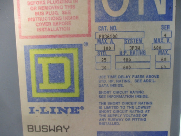SQUARE D PQ3610G SER. 4 480/600V 100A UNMP