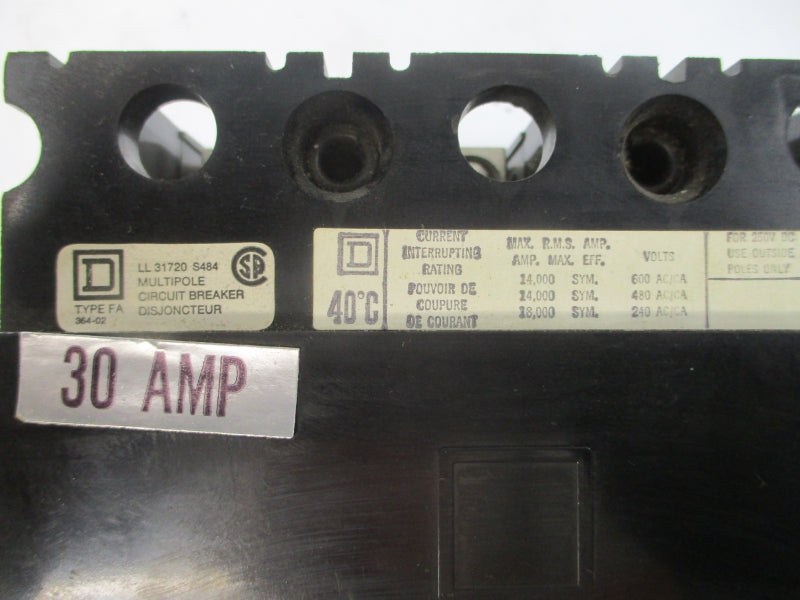 SQUARE D FA330 30A 480VAC UNMP