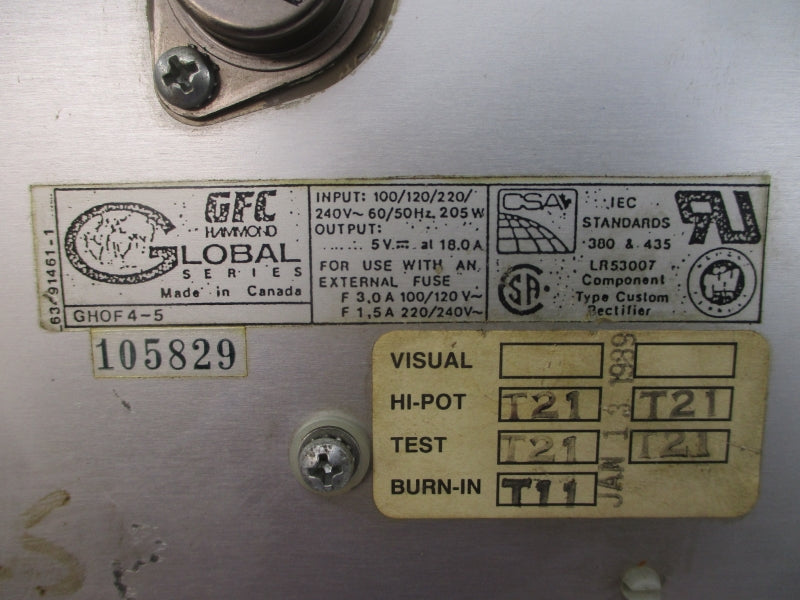 GFC HAMMOND GHOF4-5 240V 18.0A UNMP