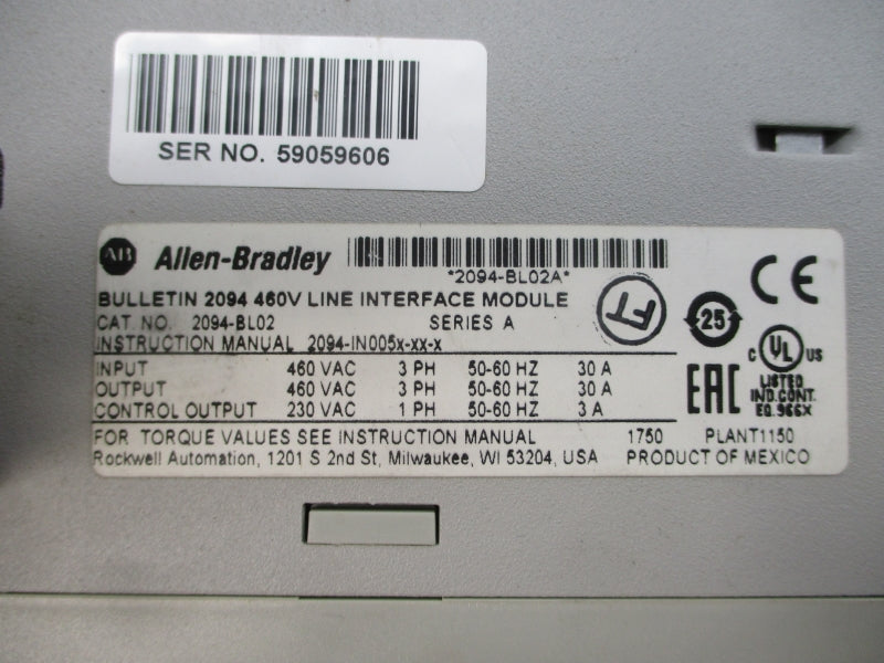 ALLEN BRADLEY 2094-BL02 SER. A 460VAC 30A (AS PICTURED) UNMP