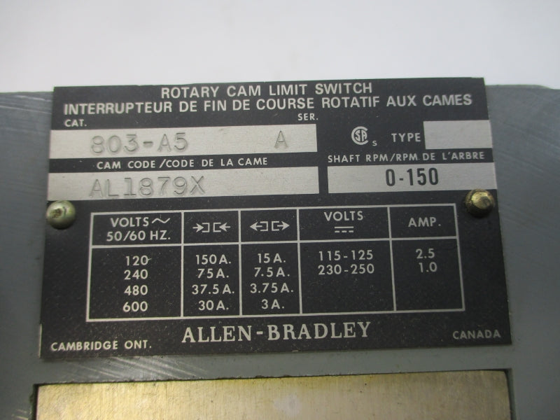 ALLEN BRADLEY 803-A5 SER. A 600V 150A NSNP