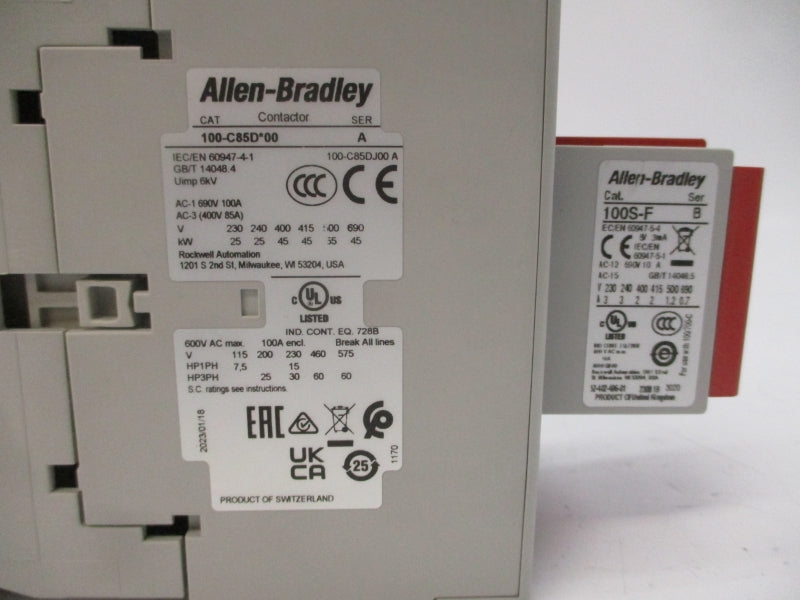 ALLEN BRADLEY 100S-C85DJ14BC SER. A 24VDC 100A (BR/WH) NSMP