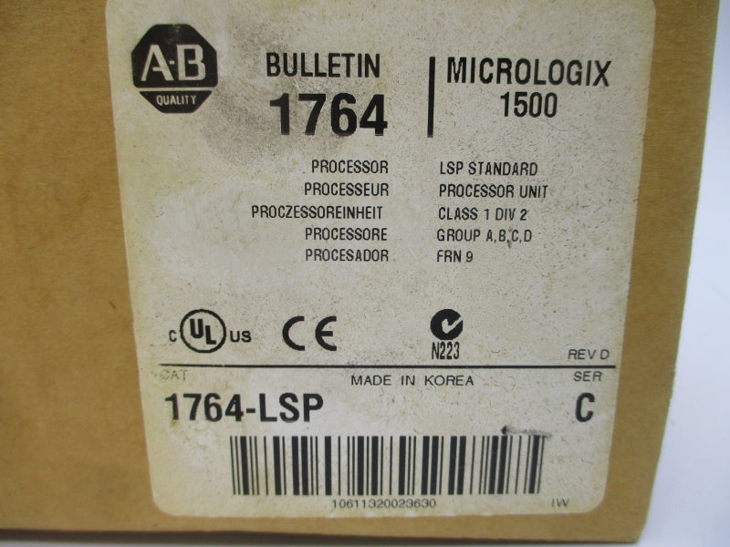 ALLEN BRADLEY 1764-LSP SER. C F/W 9 5VDC REV. D NSMP