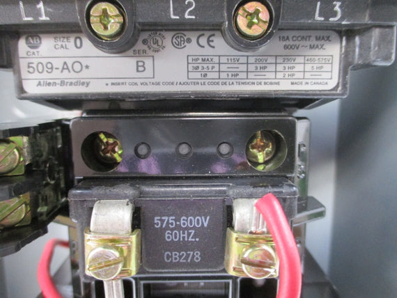 ALLEN BRADLEY 509-AAC SER. B 575-600V 18A (BR/WH) NSMP