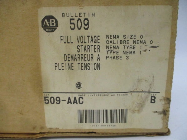 ALLEN BRADLEY 509-AAC SER. B 575-600V 18A (BR/WH) NSMP