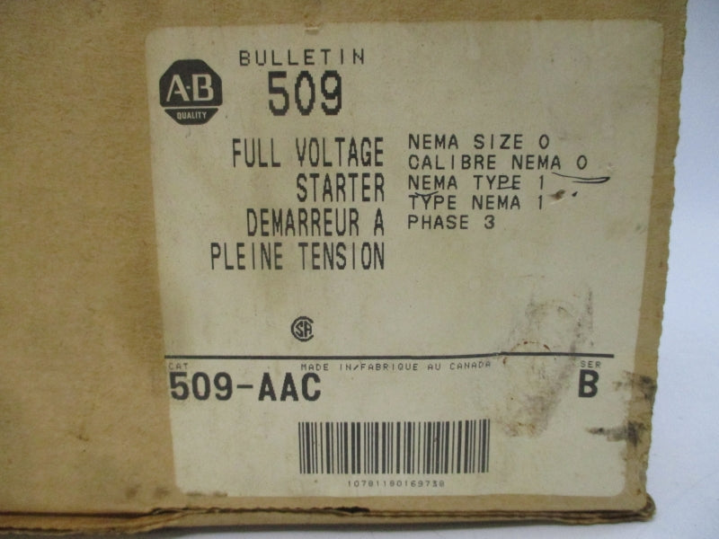 ALLEN BRADLEY 509-AAC SER. B 575-600V 18A (BR/WH) NSMP