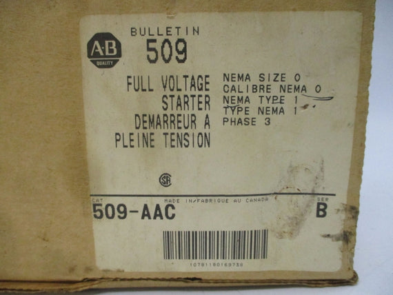 ALLEN BRADLEY 509-AAC SER. B 575-600V 18A (BR/WH) NSMP