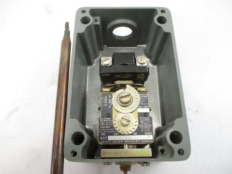 ALLEN BRADLEY 837-A4J SER. A 240/600VAC 5/3A 60-190'F (BR/YL) NSMP