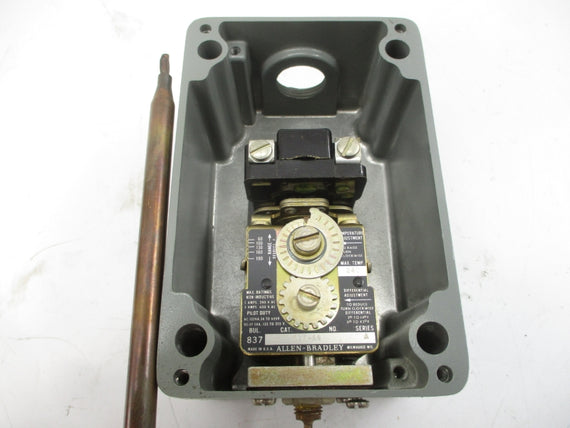 ALLEN BRADLEY 837-A4J SER. A 240/600VAC 5/3A 60-190'F (BR/YL) NSMP