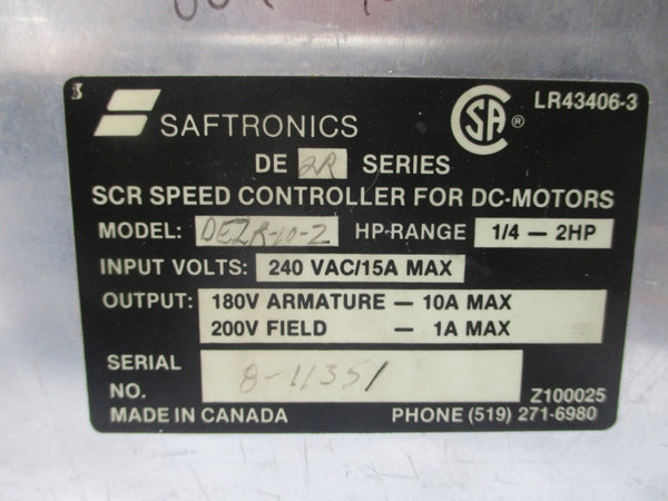 SAFETRONICS DE2R-10-Z SER. DE2R 240VAC 15A UNMP