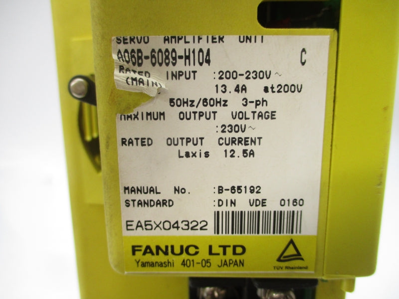 FANUC A06B-6089-H104 200-230V 13.4A (MISSING COVER) UNMP