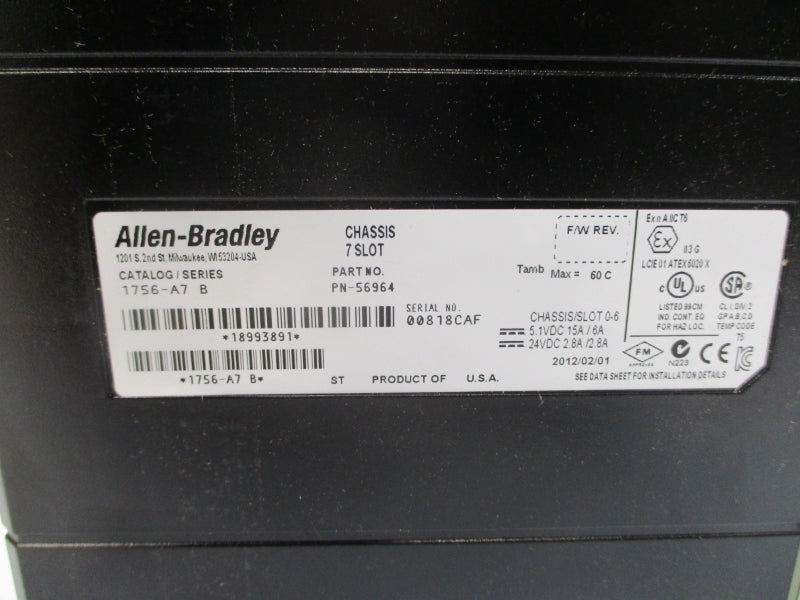 ALLEN BRADLEY 1756-A7 SER. B 24VDC 15A NSMP