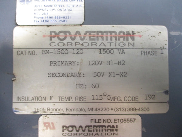 POWERTRAN EM-1500-120 120V (AS PICTURED) NSNP
