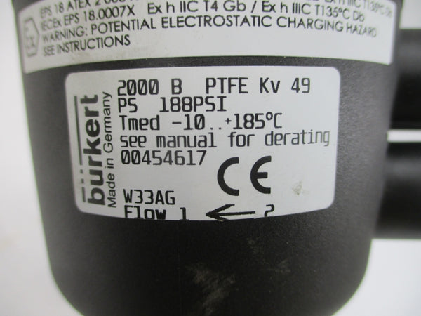 BURKERT 2000BPTFE 00454617 188PSI NSNP