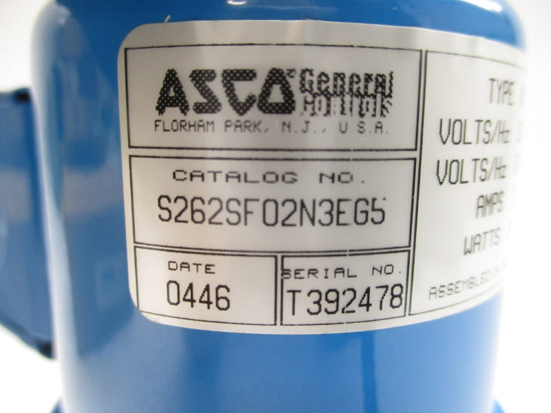 ASCO S262SF02N3EG5 110/120VAC .310A 30PSI 3/4" NSMP
