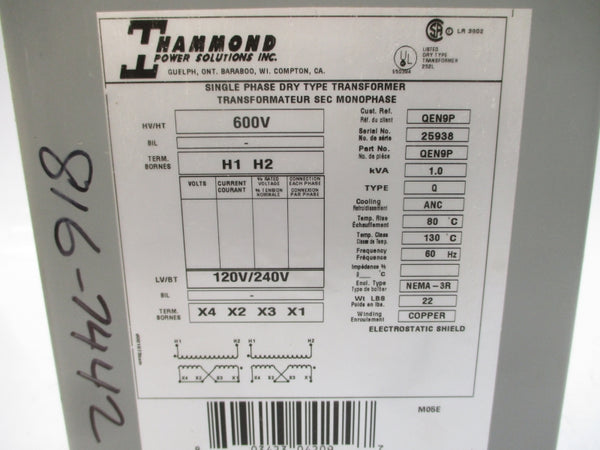HAMMOND POWER SOLUTIONS QEN9P 600V NSMP