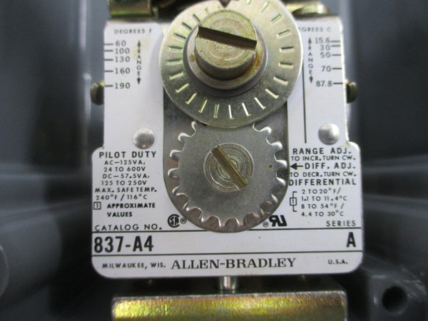 ALLEN BRADLEY 837-A4J SER. A 24-600VAC 60-190'F (BR/WH) NSMP