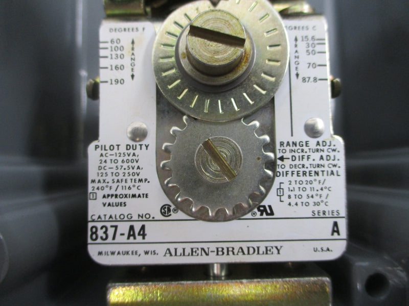 ALLEN BRADLEY 837-A4J SER. A 24-600VAC 60-190'F (BR/WH) NSMP