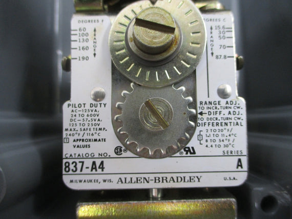 ALLEN BRADLEY 837-A4J SER. A 24-600VAC 60-190'F (BR/WH) NSMP