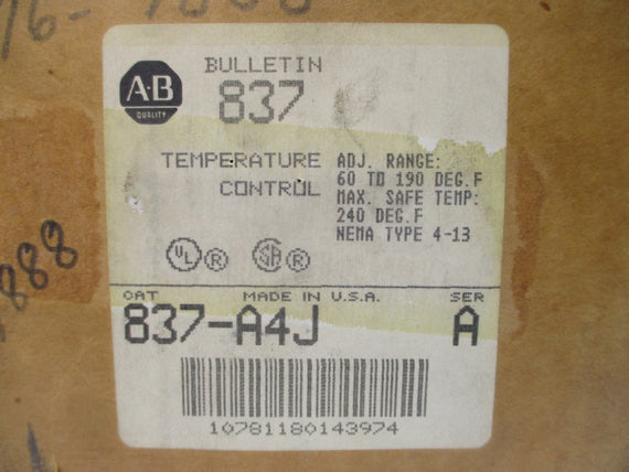 ALLEN BRADLEY 837-A4J SER. A 24-600VAC 60-190'F (BR/WH) NSMP