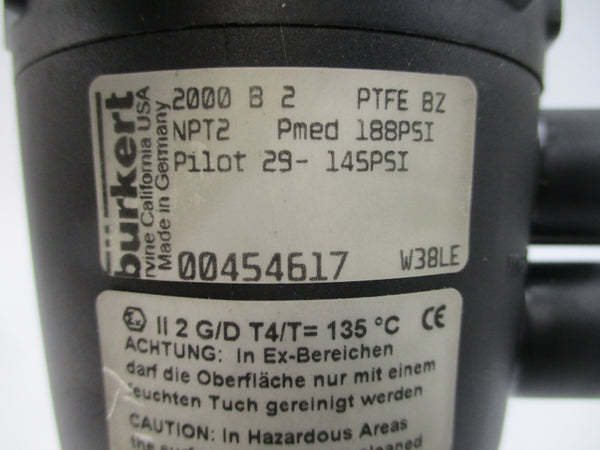 BURKERT 2000B2PTFE 00454617 188PSI NSNP