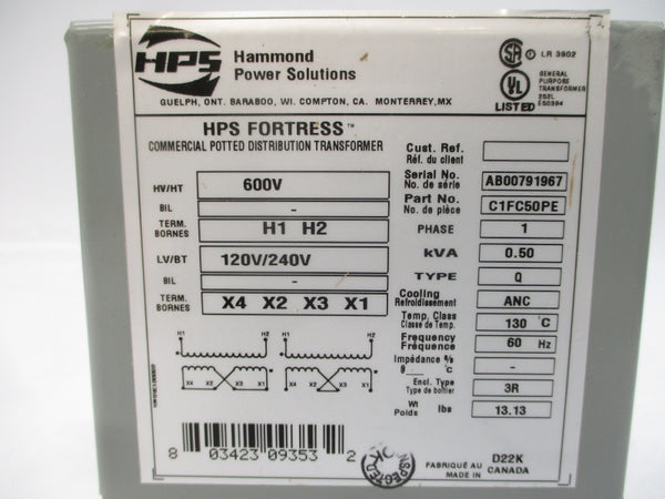 HAMMOND POWER SOLUTIONS C1FC50PE 600V NSNP