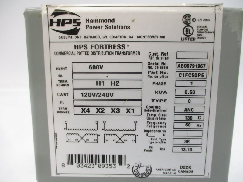 HAMMOND POWER SOLUTIONS C1FC50PE 600V NSNP