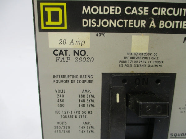SQUARE D FAP36020 600V 20A NSNP