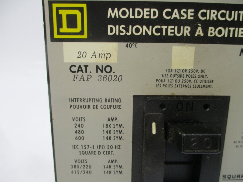 SQUARE D FAP36020 600V 20A NSNP
