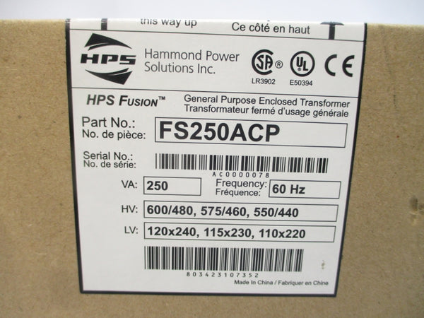 HAMMOND POWER SOLUTIONS FS250ACP 480/600V NSMP