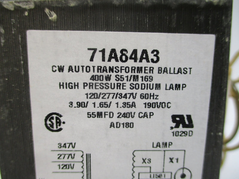 ADVANCE 71A84A3-001D 347V 3.90A NSMP