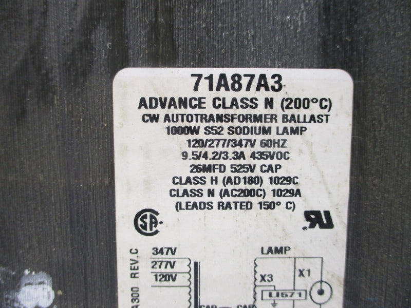 ADVANCE 71A87A3-001 347V 9.4A NSMP
