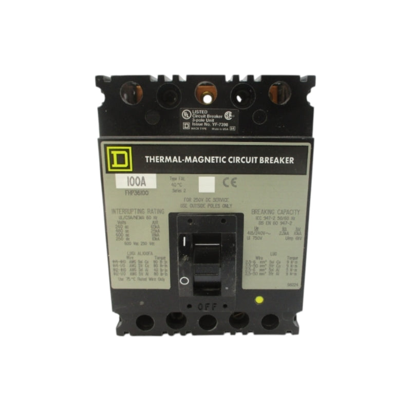 SQUARE D FHP36100 SER. 2 600VAC 100A NSNP