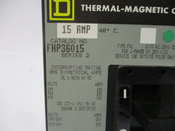 SQUARE D FHP36015 SER. 2 600VAC 15A NSMP
