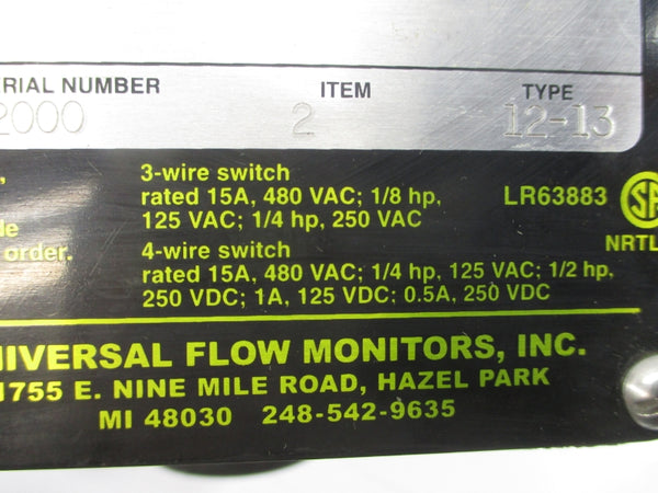 UNIVERSAL FLOW MONITORS MN-BSB30GM-10-32V1.0-A1NL-C-24U 480VAC 15A NSNP