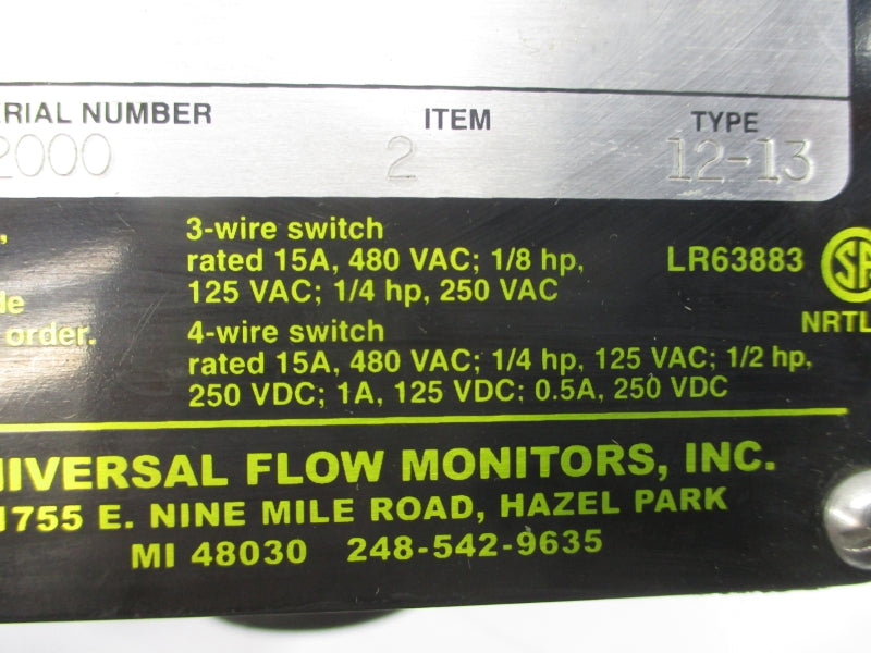 UNIVERSAL FLOW MONITORS MN-BSB30GM-10-32V1.0-A1NL-C-24U 480VAC 15A NSNP