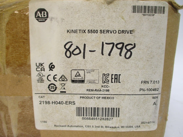 ALLEN BRADLEY 2198-H040-ERS SER. A F/W 7.013 195-264/324-528VAC 13.4A NSMP