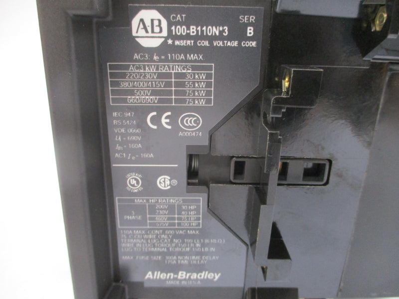 ALLEN BRADLEY 100-B110ND3 SER. B 110/120V 110A (BR/WH) NSMP