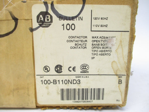 ALLEN BRADLEY 100-B110ND3 SER. B 110/120V 110A (BR/WH) NSMP