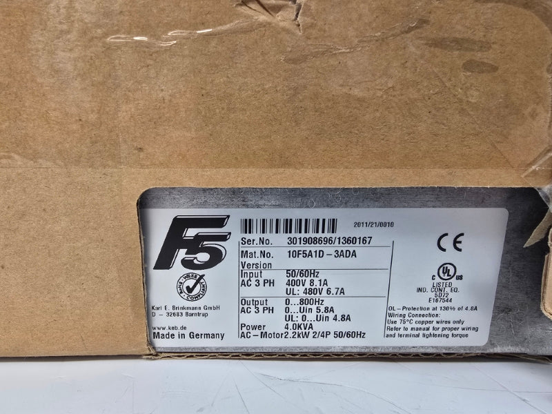 KEB 10F5A1D-3ADA 400/480VAC 8.1/6.7A NSMP