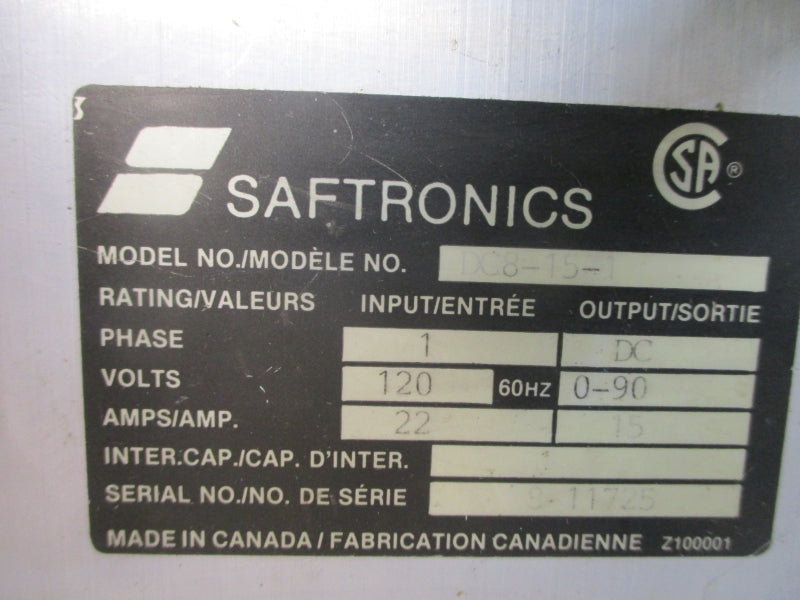 SAFTRONICS DG8-15-1 120V 22A UNMP
