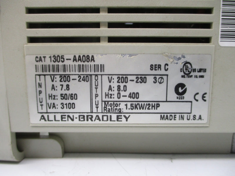 ALLEN BRADLEY 1305-AA08A SER. C 200-240V 7.8A (AS PICTURED) UNMP