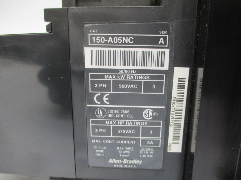 ALLEN BRADLEY 150-A05NC SER. A 600V 5A NSNP