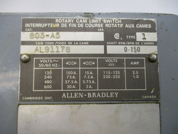 ALLEN BRADLEY 803-A5 600V 150A (AS PICTURED) UNMP