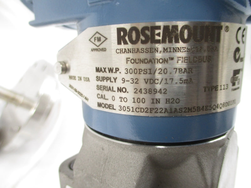 ROSEMOUNT 3051CD2F22A1AS2M5B4E5Q4Q8D01P1 9-32VDC 300PSI NSNP