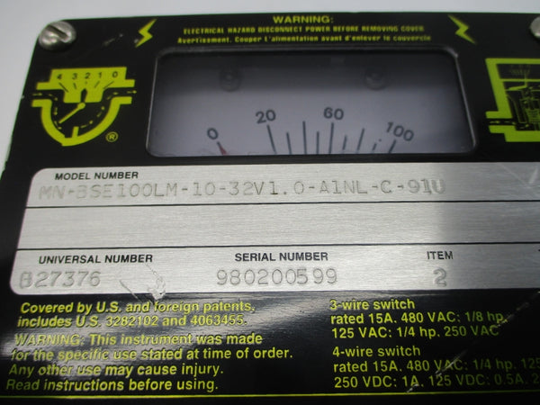 UNIVERSAL FLOW MONITORS MN-BSE100LM-10-32V1.0-A1NL-C-91U 480VAC 15A NSNP